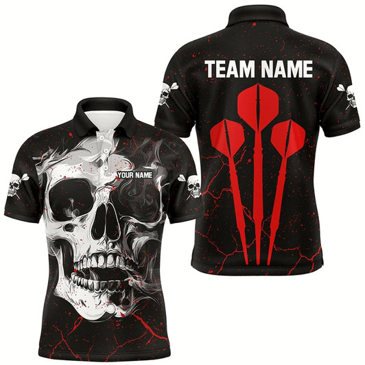 Goofygearprints Personalized Large Darts Arrow Smoke Skull Dart Shirts For Men, Scary Darts Team Jerseys