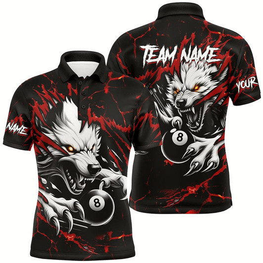 Goofygearprints Personalized Thunder Lightning Wolf Billiard Shirts For Men Custom Billiard League Jerseys