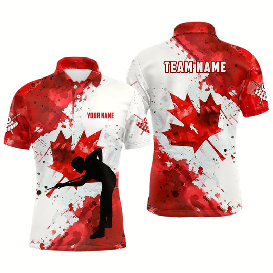 Goofygearprints Personalized Canada Flag Player Billiard Shirts For Men, Patriotic Canada Day Billiard Jerseys Style 2