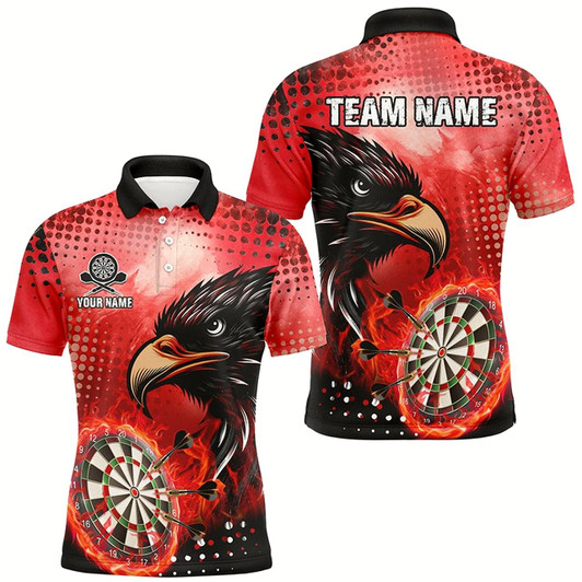 Goofygearprints Personalized Red Dartboard Fire Custom Eagle Darts Shirts For Men, Cool Darts Team Jerseys Style 1