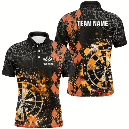 Goofygearprints Orange Grunge Darts Board Argyle Pattern Custom Men Darts Shirts, Halloween Darts Team Jerseys Style 1