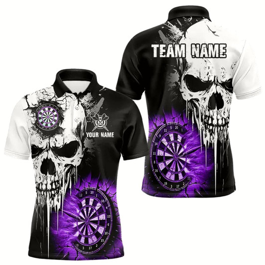 Goofygearprints Personalized Grunge Skull Crack Wall Men Dart Shirts Custom Darts League Team Jerseys Style 3