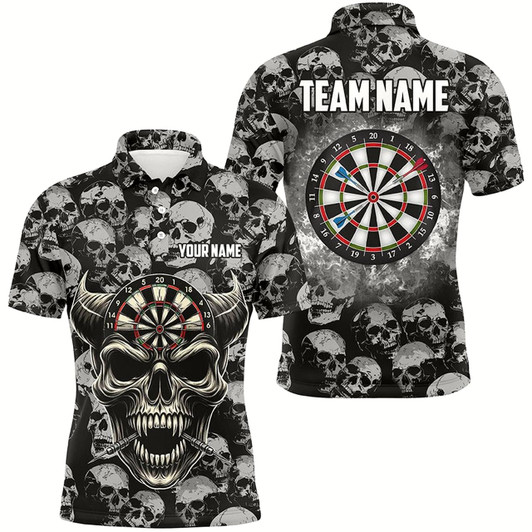 Goofygearprints Personalized Retro Skull Pattern Darts Shirts For Men Custom Funny Skull Darts Jerseys For Team