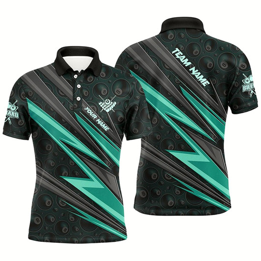 Goofygearprints Personalized Name Turquoise Billiard Jerseys For Men Custom 8 Ball Billiard Shirts Pool Team Jersey Style 1