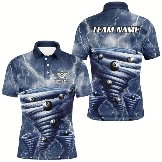 Goofygearprints Blue Thunder Lightning Custom Storm Billiard Shirts For Men, 8 Ball Billiard Pool Team Jerseys Style 2
