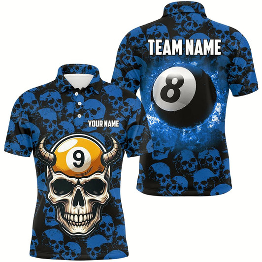 Goofygearprints Personalized Billiard Jersey 8 & 9 Ball Custom Funny Skull Pattern Billiard Shirts For Men Style 5
