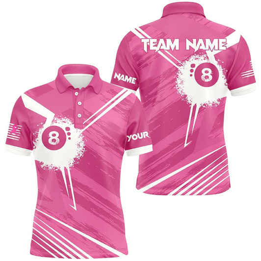 Goofygearprints Pink Billiard Jerseys For Men Custom 8 Ball Breast Cancer Awareness Billiard Shirts For Pool Lover