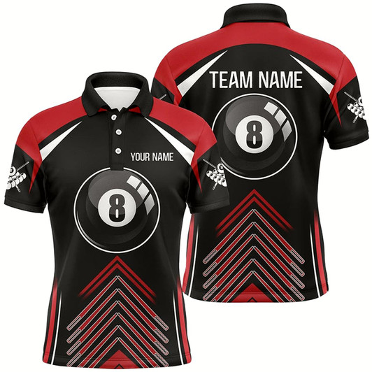 Goofygearprints Personalized Billiard Ball Red Black Version Polo Shirts For Men, Custom Billiard Jerseys