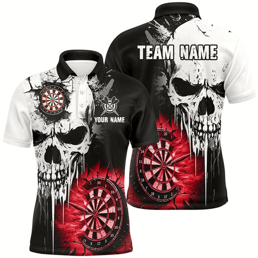 Goofygearprints Personalized Grunge Skull Crack Wall Men Dart Shirts Custom Scary Darts League Team Jerseys Style 1