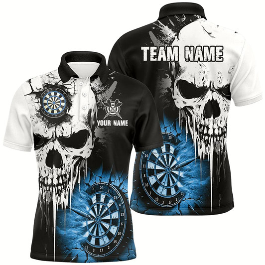 Goofygearprints Personalized Grunge Skull Crack Wall Men Dart Shirts Custom Scary Darts League Team Jerseys Style 2