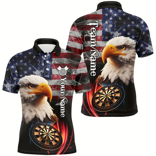 Goofygearprints Personalized Eagle Darts Board Smoke Us Flag Men 3D Darts Shirts, Patriotic Darts Team Jerseys Style 3