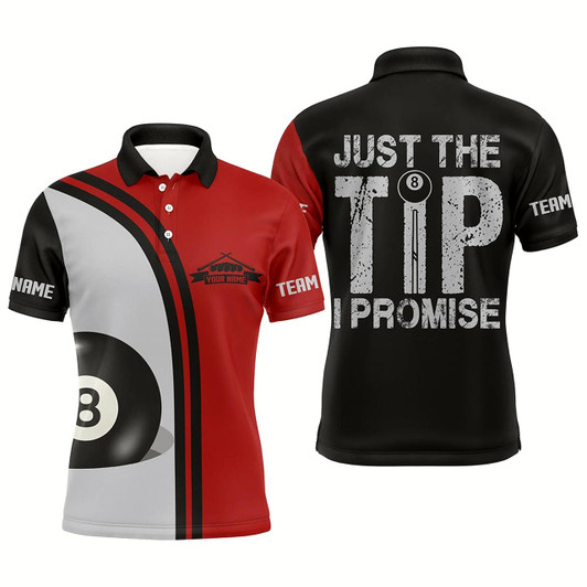 Goofygearprints Personalized Just The Tip I Promise 8 Ball Pool Billiard Polo Shirts For Men, Billiards Jerseys