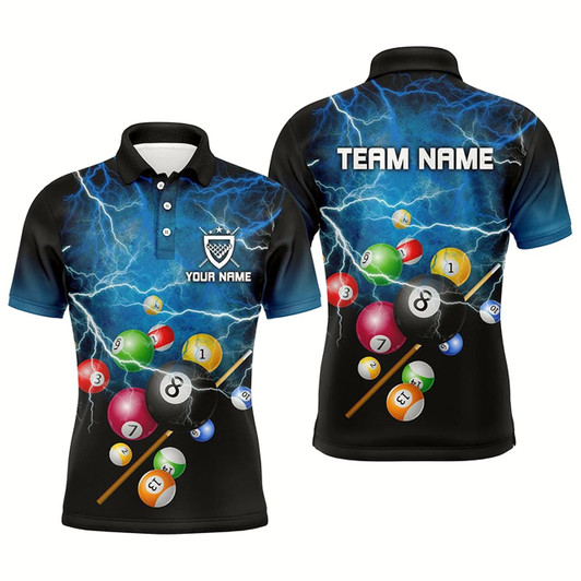 Goofygearprints Personalized 3D Funny Billiard Balls Polo Shirts For Men, Custom Billiard Team Jerseys