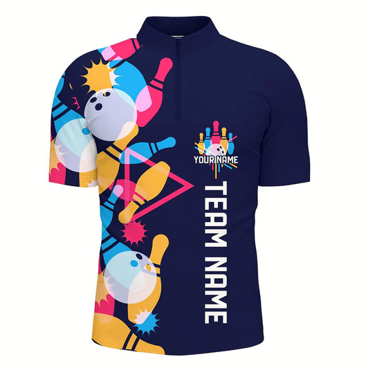 Goofygearprints Bowling Shirts For Men Custom Name And Team Name Strike Bowling Ball And Pins, Team Bowling Shirts Style 2