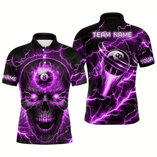 Goofygearprints Personalized Skull Billiard Shirts For Men Custom Name 8 Ball Pool Billiard Jersey