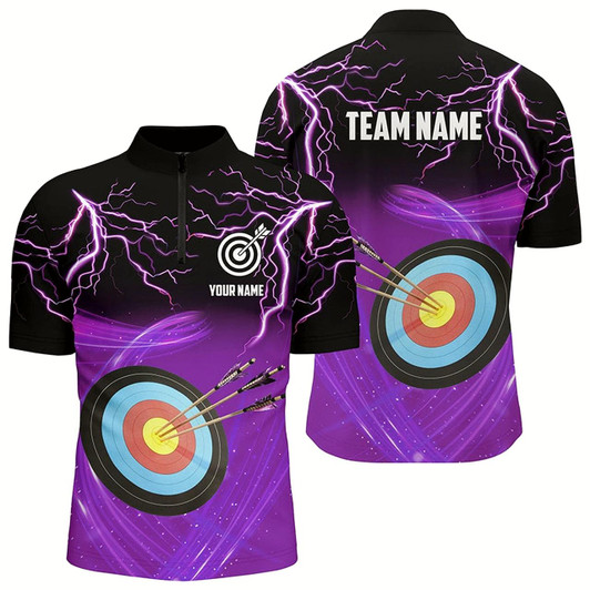 Goofygearprints Custom Archery 3D Target Thunder Lightning Men Quarter-Zip, Archery Team Shirts Style 1