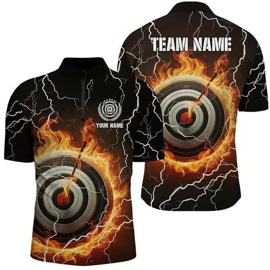 Goofygearprints Customized Flaming Archery 3D Target Thunder Lightning Men Quarter-Zip Shirts Archery Jersey