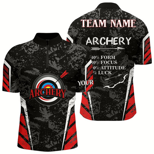 Goofygearprints Personalized Archery 3D Target Vintage Men Quarter-Zip Shirts, Funny Archery Jersey Shirts Style 3