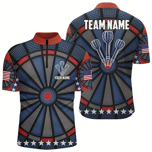 Goofygearprints Personalized Dart Board All Over Print Darts Quarter Zip Shirt Custom Dart Jerseys For Men Style 2