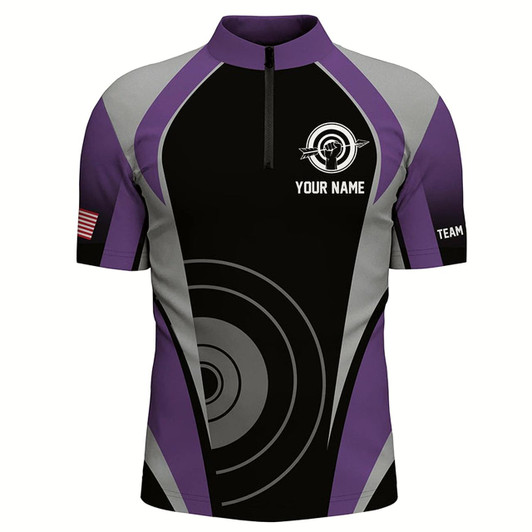 Goofygearprints Personalized Purple Archery Jerseys Men Quarter-Zip Shirts Custom Archery Uniform For Team Style 4