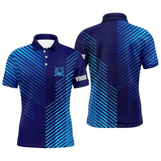 Goofygearprints Blue Stripes Pattern Mens Golf Polo Shirts Custom Golf Shirts For Men, Best Men Golf Wears
