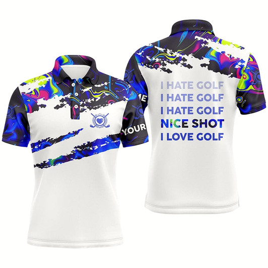 Goofygearprints Funny Mens Golf Polo Shirts I Hate Golf Nice Shot I Love Golf Custom Camo Mens Golf Clothing