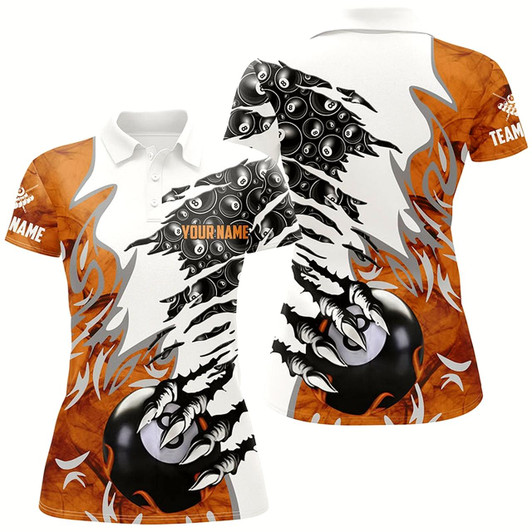 Goofygearprints Personalized Claw 8 Ball Pool Blue 3D Billiard Polo Shirts For Women Best Billiard Apparel Clothing