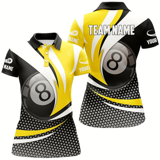 Goofygearprints Personalized 8 Ball Billiard Yellow Version 3D Polo Shirts For Women Best Custom Gifts For Pooler
