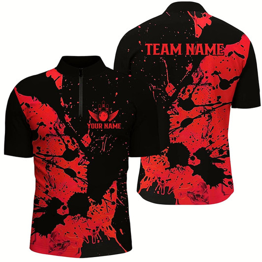 Goofygearprints Custom Name Black And Red Bowling Team Shirts For Men And Women, Bowling League Jerseys Style 2