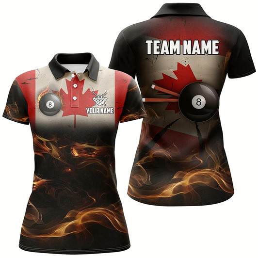 Goofygearprints Personalized Canada Flag Vintage Smoke Billiard Shirts For Women, Patriotic Billiard Team Jerseys Style 1