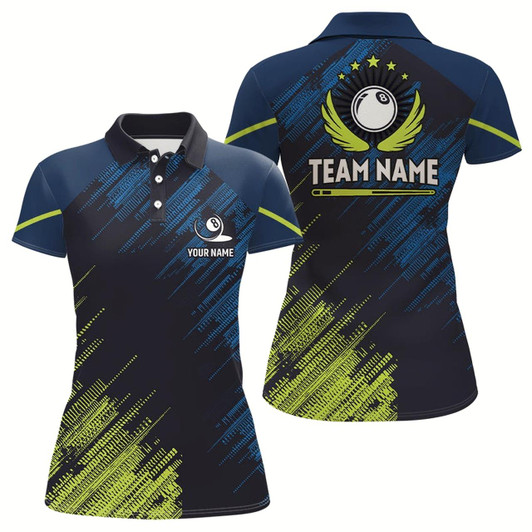 Goofygearprints Billiard 8 Ball Green Blue Sports Style Custom Billiard Polo Shirts For Women Pool Billiards Shirts