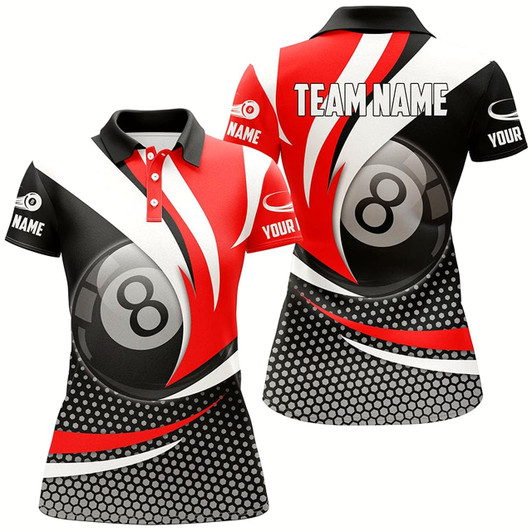 Goofygearprints Personalized 8 Ball Billiard Red Version 3D Polo Shirts For Women Best Custom Gifts For Pooler Style 2
