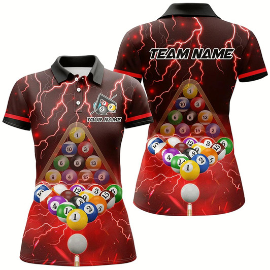 Goofygearprints Thunder Lightning Storm Custom 3D Billiard Shirts For Women, Billiard Balls Team Jerseys Style 1