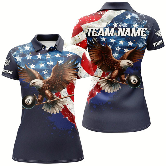 Goofygearprints Eagle Flying 8 Ball Pool Custom Women Billiard Shirts Us Flag 4Th Of July Patriotic Billiard Jersey