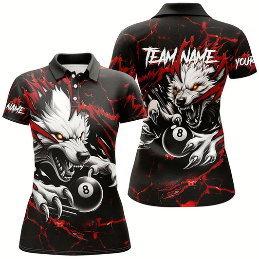 Goofygearprints Personalized Thunder Lightning Wolf Billiard Shirts For Women Custom Billiard League Jerseys