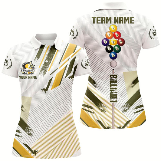 Goofygearprints Personalized Yellow 9 Ball Pool Tournament Sport Shirts, 9 Ball Billiard Team Jerseys For Women