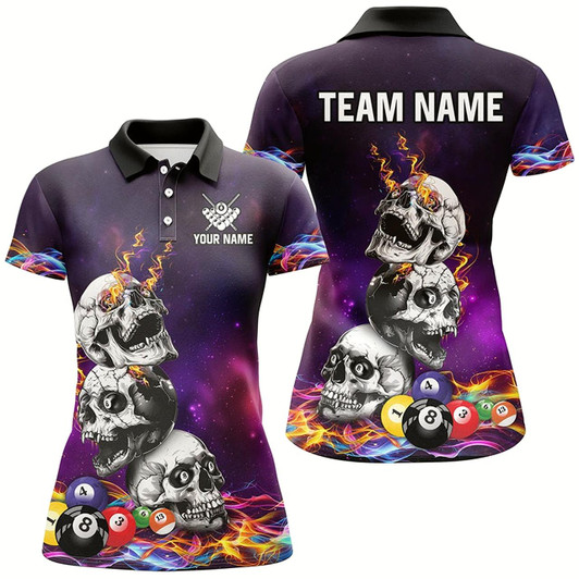 Goofygearprints Personalized Funny Skull Colorful Billiard Balls Jerseys For Women Custom Unique 3D Billiard Shirts