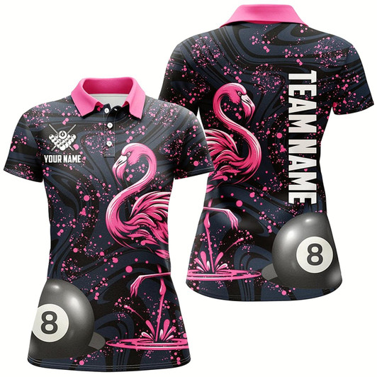 Goofygearprints Pink Grunge Flamingo 8 Ball Pool Billiard Shirts For Women Custom Unique Billiard Jerseys Apparel Style 1