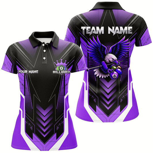 Goofygearprints Personalized Funny Eagle Billiard Shirts For Women Custom Name Purple Billiard Balls Sports Jerseys Style 3