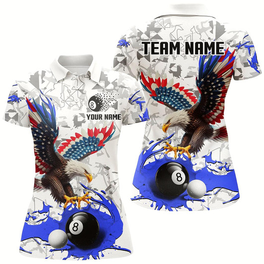 Goofygearprints American Flag Eagle 8 Ball Pool Paint Splash Custom Billiard Shirts For Women, Billiard Jerseys