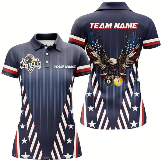 Goofygearprints Customized Eagle American 8 & 9 Ball Billiard Shirts For Women, Patriotic Billiard Flag Team Jerseys