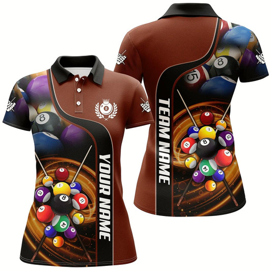 Goofygearprints Personalized 3D Billiard Balls Red Dark Custom Billiard Shirts For Women, Billiard Team Jersey Attire Style 2