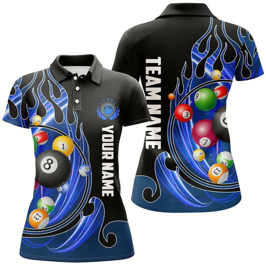 Goofygearprints 3D Billiard Balls Fire Flame Custom Pool Shirts For Women, Billiard League Team Jerseys Style 6