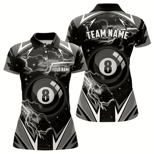Goofygearprints 8 Ball Pool Billiard Jerseys For Women Custom Name Black Billiard Shirts Team League Pool Jerseys