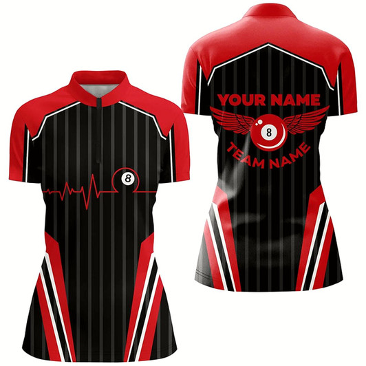 Goofygearprints Multicolor Billiard Jerseys Custom Women Quarter-Zip Shirts, Billiard Tournament Team Shirts