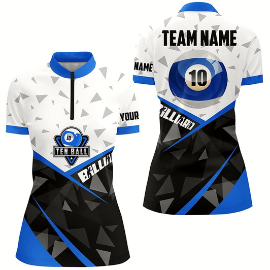Goofygearprints 10 Ball Pool Billiard Jerseys Women Quarter-Zip Shirts Custom 10 Ball Billiards Team Shirts