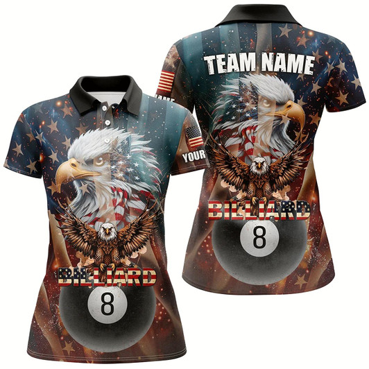 Goofygearprints American Flag Billiard 8 Ball Pool Custom Eagle Billiard Shirt For Women, Patriotic Billiard Jersey