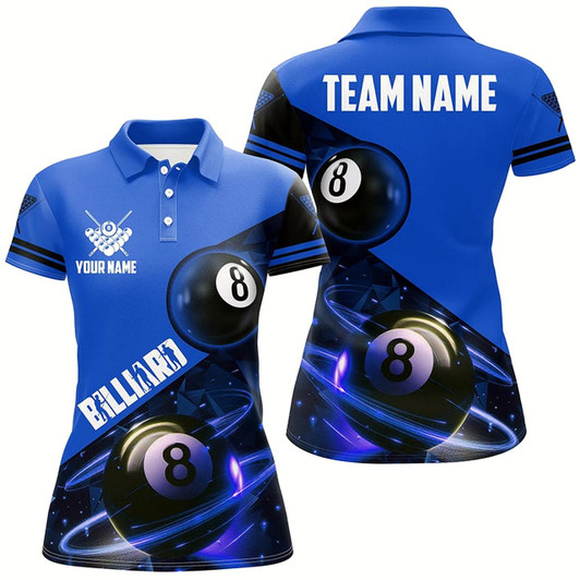 Goofygearprints Blue 8 Ball Pool Billiard Jersey For Women Custom Billiard Pool Shirts Team League Billiard Uniform Style 2