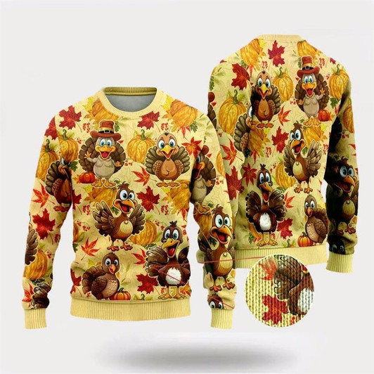 Goofygearprints Turkey Maple Ugly Christmas Sweater, Farm Sweater, Christmas Gift, Best Winter Outfit Christmas