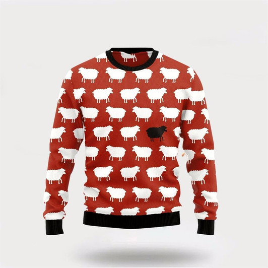 Goofygearprints Sheep Black And White Funny Ugly Christmas Sweater, Farm Sweater, Christmas Gift, Best Winter Outfit Christmas
